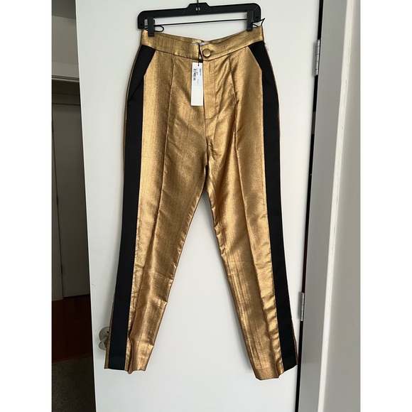 NWT Dice Kayek Gold Tapered Black Side Stripe Trousers - Size 6 - Picture 5 of 12